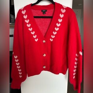 Nasty Gal red heart cardigan